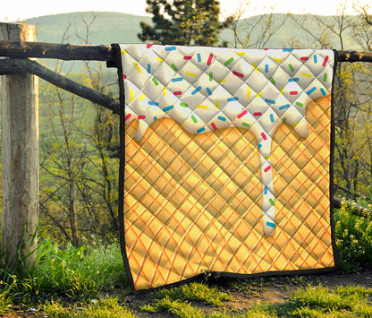 White Ice Cream Melted Print Quilt