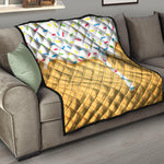 White Ice Cream Melted Print Quilt