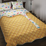 White Ice Cream Melted Print Quilt Bed Set