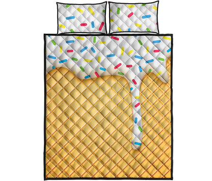 White Ice Cream Melted Print Quilt Bed Set