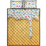White Ice Cream Melted Print Quilt Bed Set