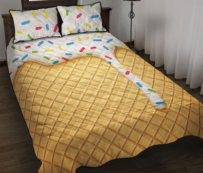 White Ice Cream Melted Print Quilt Bed Set
