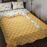 White Ice Cream Melted Print Quilt Bed Set