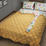 White Ice Cream Melted Print Quilt Bed Set