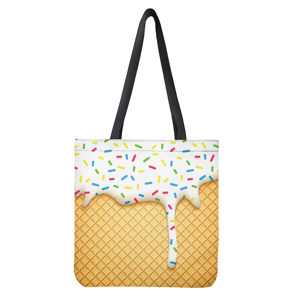 White Ice Cream Melted Print Tote Bag