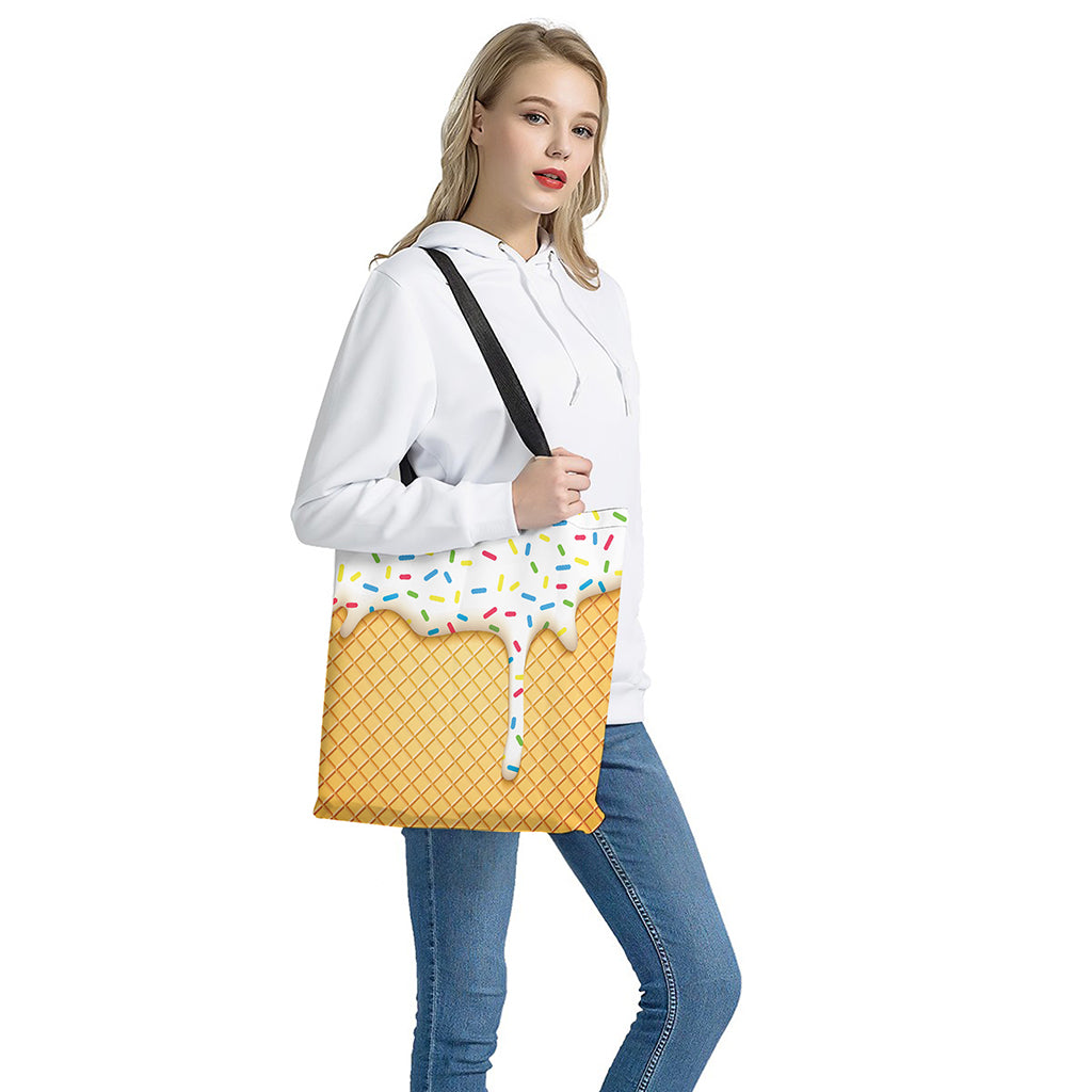 White Ice Cream Melted Print Tote Bag