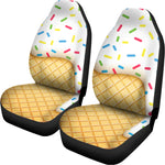 White Ice Cream Melted Print Universal Fit Car Seat Covers