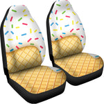 White Ice Cream Melted Print Universal Fit Car Seat Covers