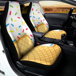 White Ice Cream Melted Print Universal Fit Car Seat Covers