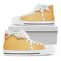 White Ice Cream Melted Print White High Top Sneakers