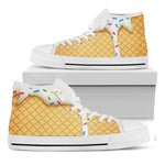 White Ice Cream Melted Print White High Top Shoes