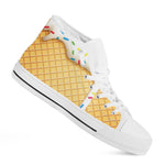 White Ice Cream Melted Print White High Top Shoes