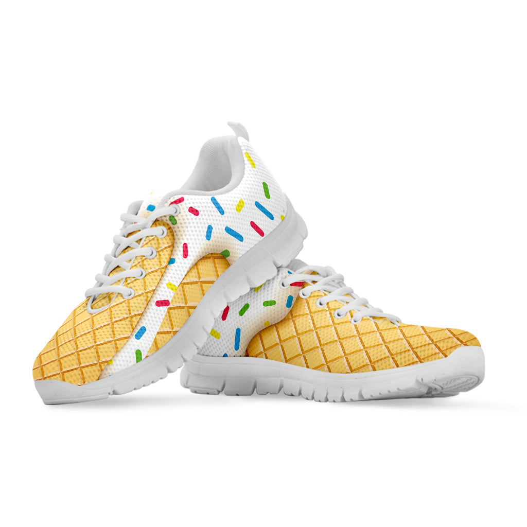 White Ice Cream Melted Print White Sneakers