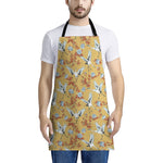 White Japanese Cranes Pattern Print Apron