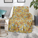 White Japanese Cranes Pattern Print Blanket