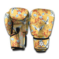 White Japanese Cranes Pattern Print Boxing Gloves