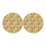 White Japanese Cranes Pattern Print Car Coasters