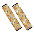 White Japanese Cranes Pattern Print Car Seat Belt Covers