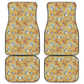 White Japanese Cranes Pattern Print Front and Back Car Floor Mats