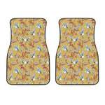 White Japanese Cranes Pattern Print Front Car Floor Mats