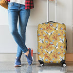 White Japanese Cranes Pattern Print Luggage Cover