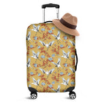 White Japanese Cranes Pattern Print Luggage Cover
