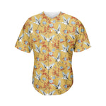 White Japanese Cranes Pattern Print Men's Baseball Jersey