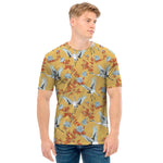 White Japanese Cranes Pattern Print Men's T-Shirt