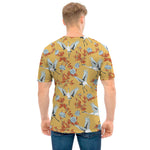 White Japanese Cranes Pattern Print Men's T-Shirt