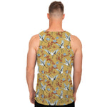 White Japanese Cranes Pattern Print Men's Tank Top