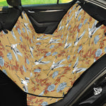 White Japanese Cranes Pattern Print Pet Car Back Seat Cover