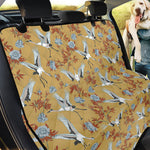 White Japanese Cranes Pattern Print Pet Car Back Seat Cover
