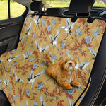 White Japanese Cranes Pattern Print Pet Car Back Seat Cover