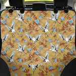 White Japanese Cranes Pattern Print Pet Car Back Seat Cover