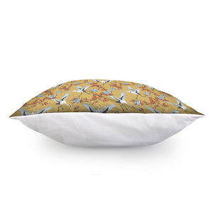 White Japanese Cranes Pattern Print Pillow Cover