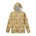White Japanese Cranes Pattern Print Pullover Hoodie