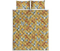 White Japanese Cranes Pattern Print Quilt Bed Set