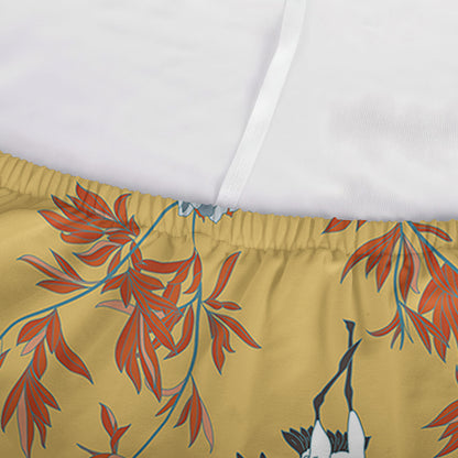 White Japanese Cranes Pattern Print Sofa Cover