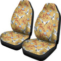 White Japanese Cranes Pattern Print Universal Fit Car Seat Covers