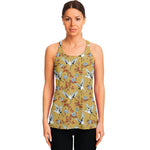 White Japanese Cranes Pattern Print Women's Racerback Tank Top