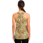 White Japanese Cranes Pattern Print Women's Racerback Tank Top