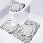 White Kaleidoscope Print 3 Piece Bath Mat Set