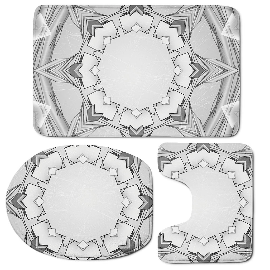 White Kaleidoscope Print 3 Piece Bath Mat Set