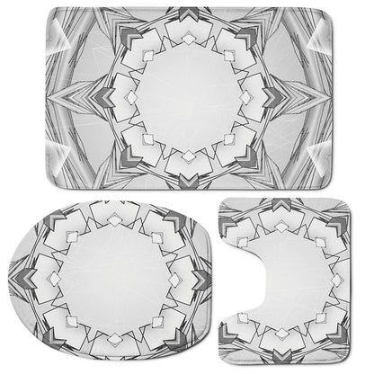 White Kaleidoscope Print 3 Piece Bath Mat Set