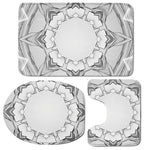 White Kaleidoscope Print 3 Piece Bath Mat Set