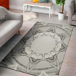 White Kaleidoscope Print Area Rug