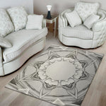 White Kaleidoscope Print Area Rug