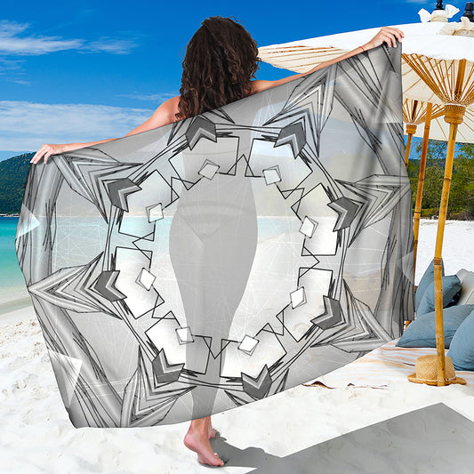 White Kaleidoscope Print Beach Sarong Wrap