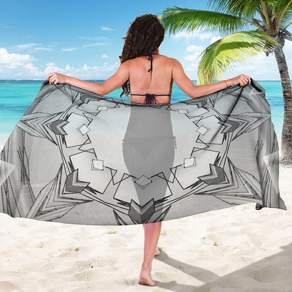 White Kaleidoscope Print Beach Sarong Wrap