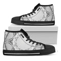 White Kaleidoscope Print Black High Top Sneakers